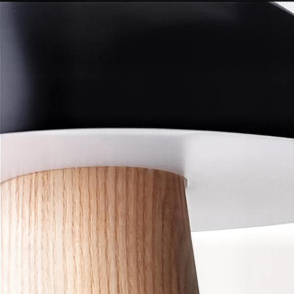 Skandinavische Pilzlampe – Naturholz &amp; weißer oder schwarzer Lampenschirm