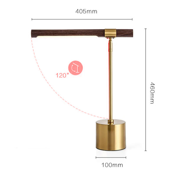 Golden Elegance Tischlampe – Holz &amp; gebürstetes Metalldesign