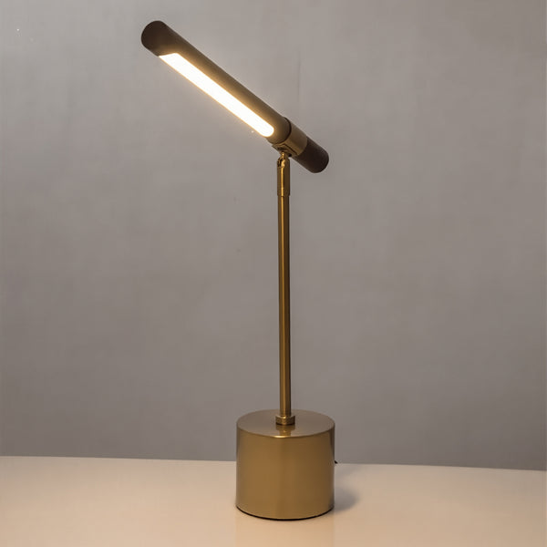 Golden Elegance Tischlampe – Holz &amp; gebürstetes Metalldesign