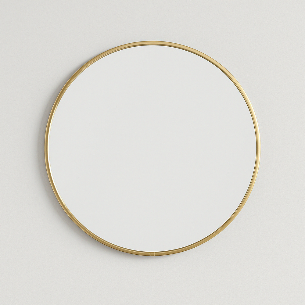 Runder Goldspiegel 40 cm – Minimalistische Eleganz und leuchtender Effekt