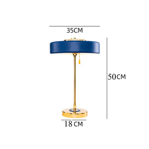 Gold- und Blaue Schreibtischlampe – Elegantes Design, Metall, Retro-Schalter