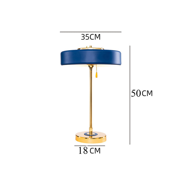 Gold- und Blaue Schreibtischlampe – Elegantes Design, Metall, Retro-Schalter