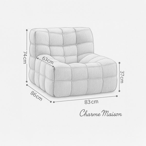Niedriger 1-Sitzer-Loungesessel – Skulpturales Design aus Cord