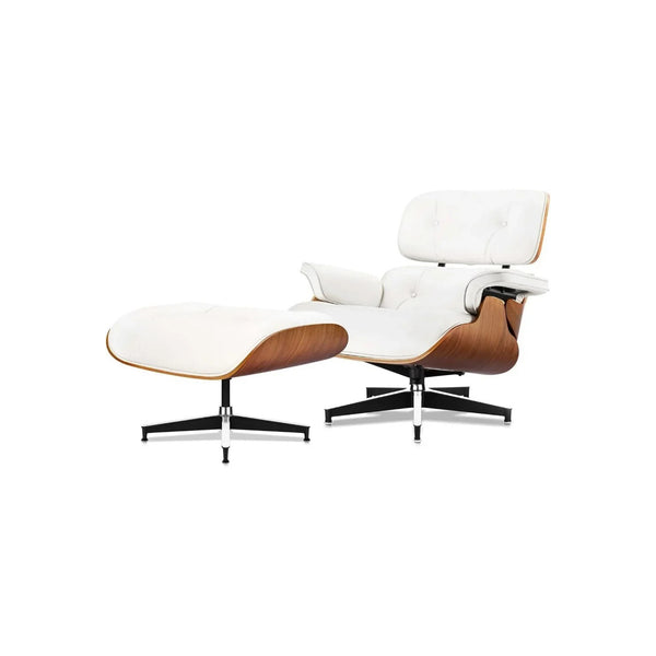 Loungesessel- und Fußhocker-Set – Elegantes Lederfinish