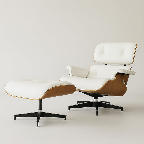Loungesessel- und Fußhocker-Set – Elegantes Lederfinish