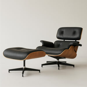 Loungesessel- und Fußhocker-Set – Elegantes Lederfinish
