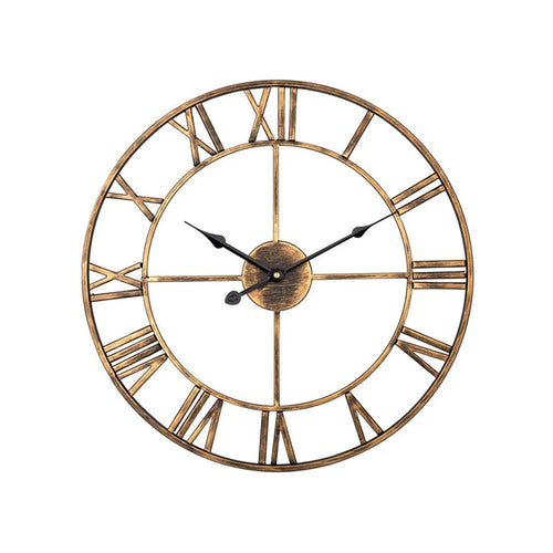 Wanduhr aus Eisen mit römischen Ziffern und künstlerischem Design